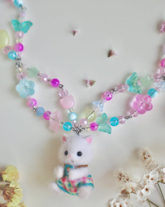 Candy Cat Woodland Doll Necklace (One of a Kind)