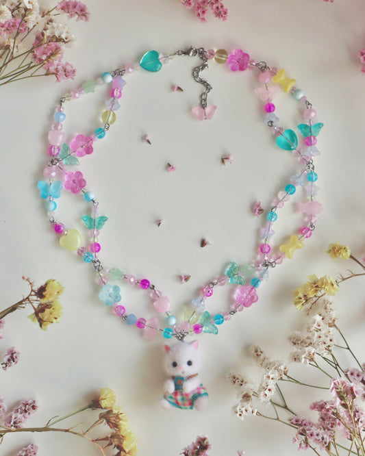 Candy Cat Woodland Doll Necklace (One of a Kind)