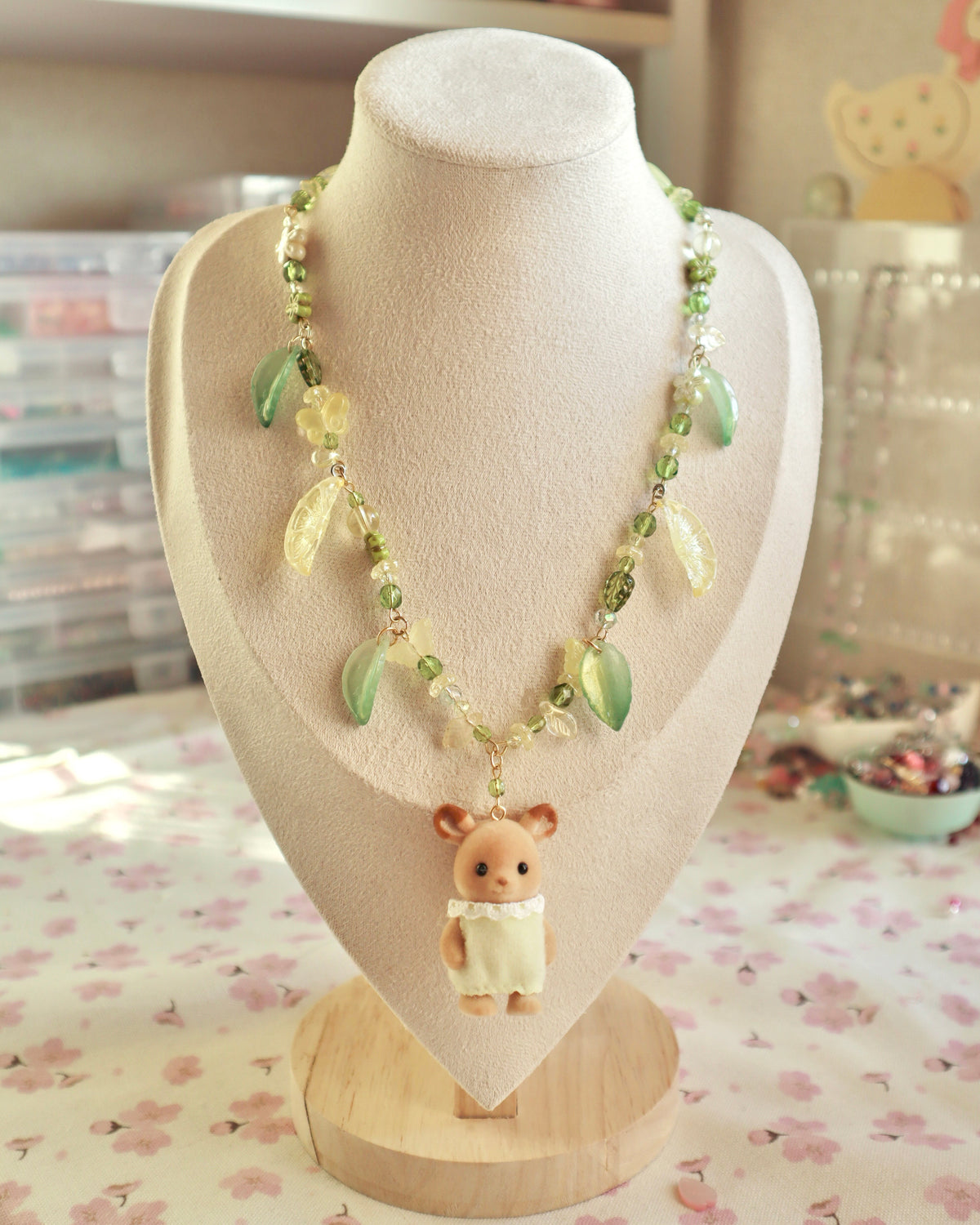 Deer Lemon Woodland Doll Necklace (One of a Kind)