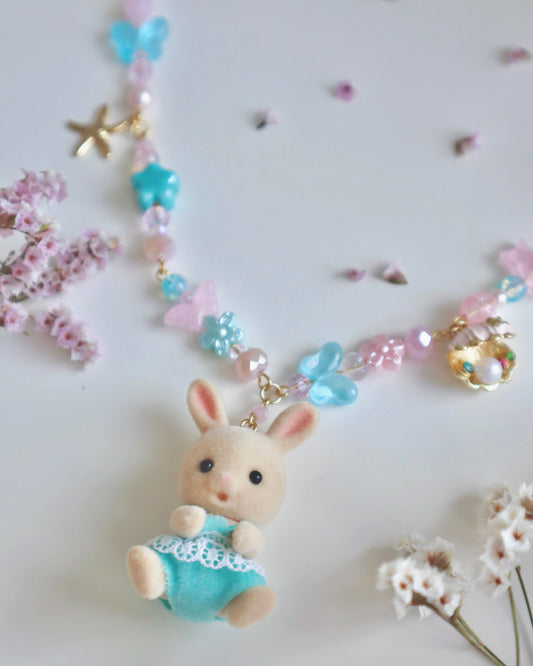 Beach Bunny Woodland Doll Necklace (One of a Kind)