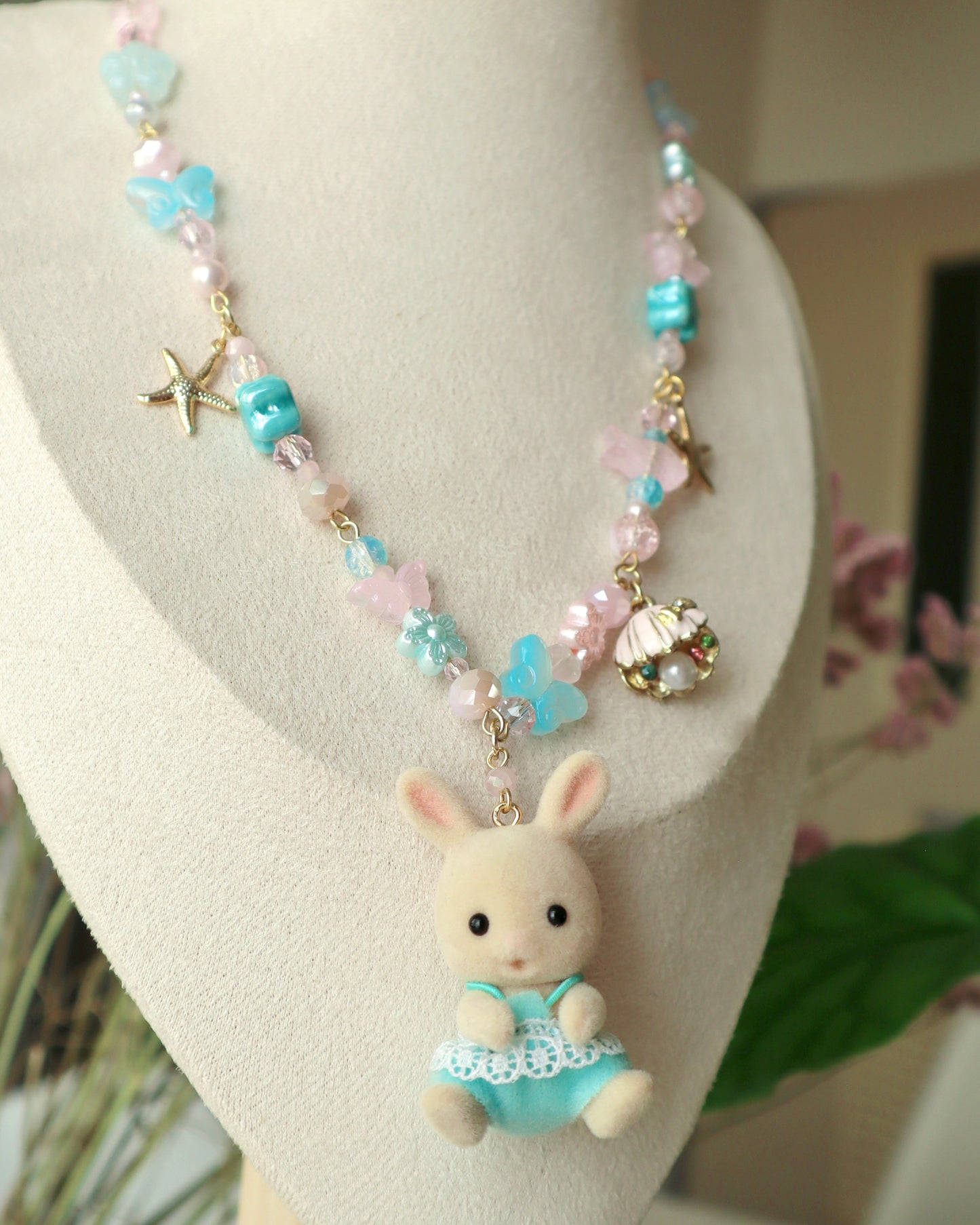 Beach Bunny Woodland Doll Necklace (One of a Kind)