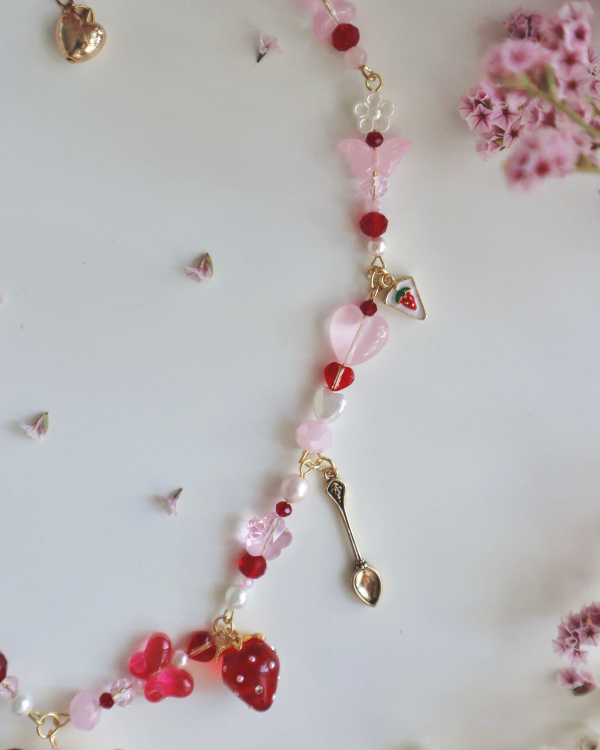 Strawberry Choko Bunny  Woodland Doll Necklace (One of a Kind)