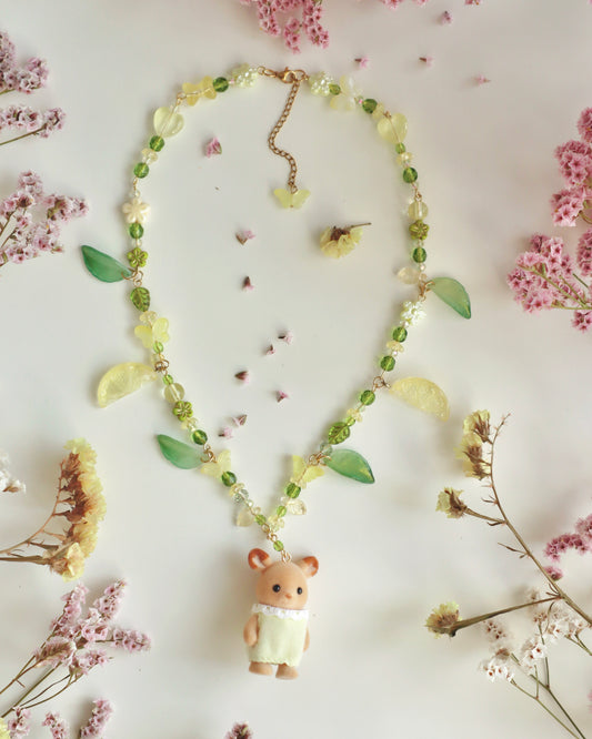 Deer Lemon Woodland Doll Necklace (One of a Kind)